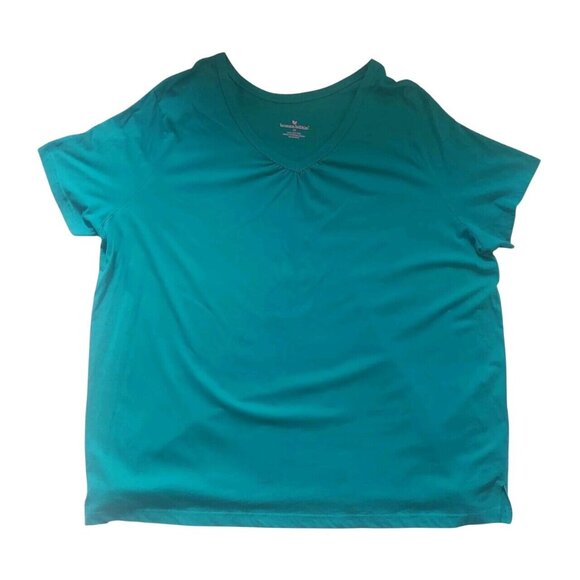 Woman Within Womens 4X Turquoise Short Sleeve Cotton T-Shirt - Picture 1 of 5